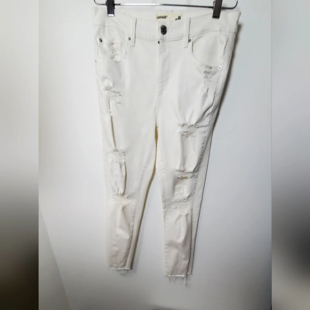 Garage White Distressed Skinny Jeans